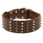 Extra Wide Leather Spiked and Studded Newfoundland Collar