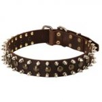 3 Rows Leather Spiked and Studded Newfoundland Collar