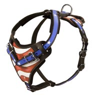 American Flag Painted Leather Newfoundland Harness for Agitation Training