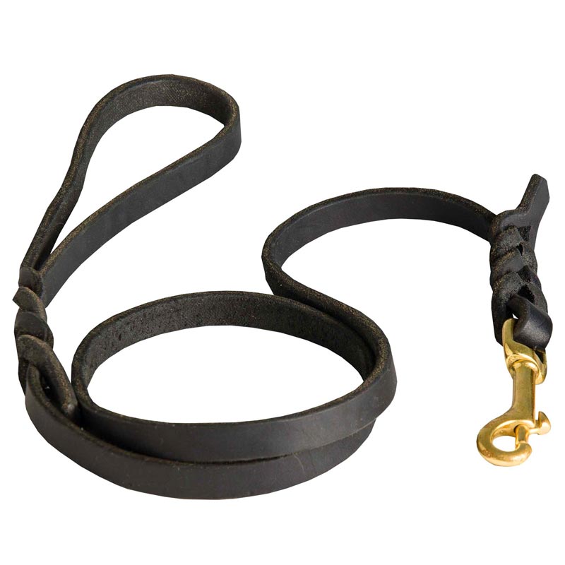 Handcrafted Braided Leather Newfoundland Leash for Walking and Training