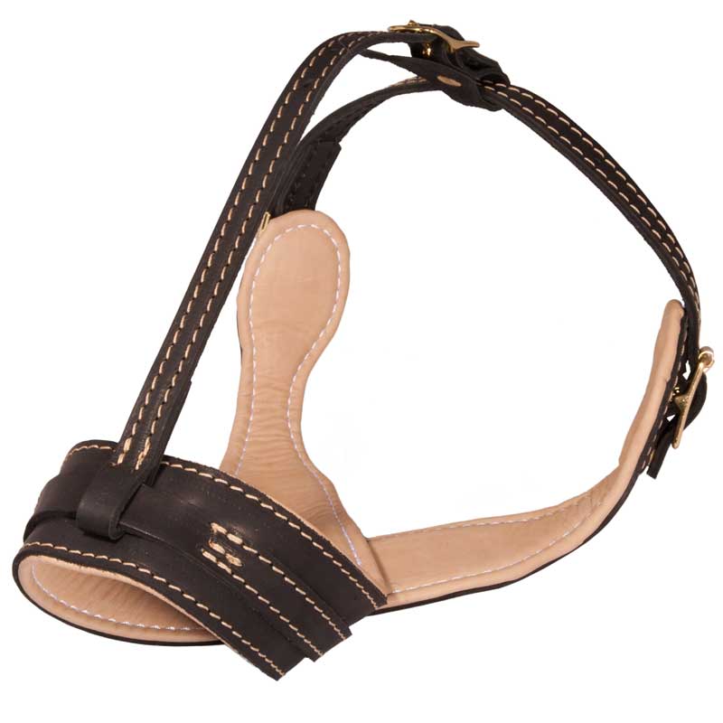 Royal Anti-Barking Leather Newfoundland Muzzle with Nappa Leather Lining