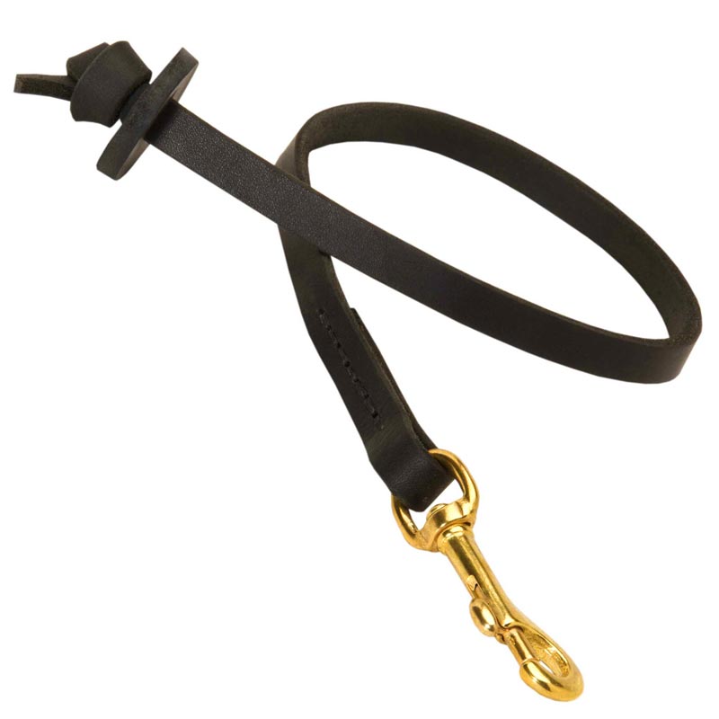 Short Leather Newfoundland Leash with Round Handle