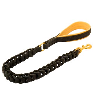 Leather Newfoundland Leash with Brass Snap Hook and O-ring