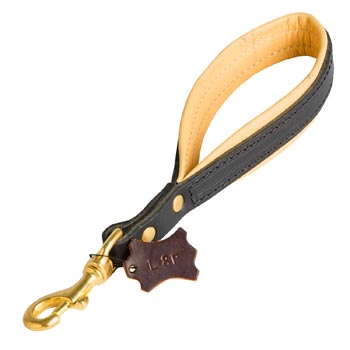 Padded on the Handle Leather Newfoundland Leash with Brass Snap Hook