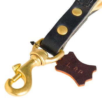 Short Control Dog Leash Fully Leather with Snap Hook for Newfoundland